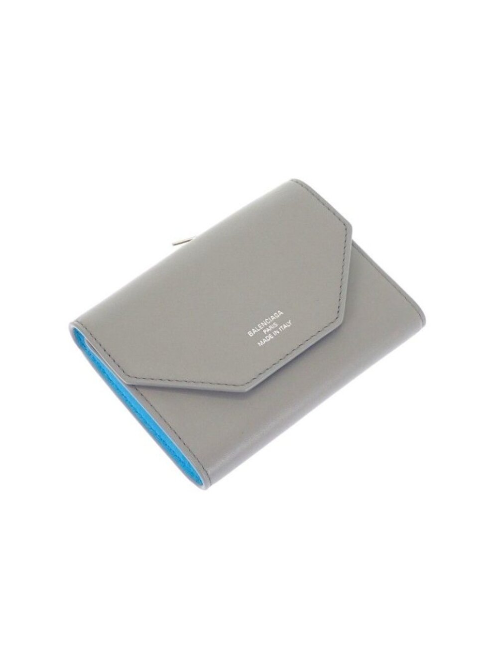 Balenciaga Envelope Mini Wallet Trifold Calf Gray Blue Silver - Picture 4 of 15